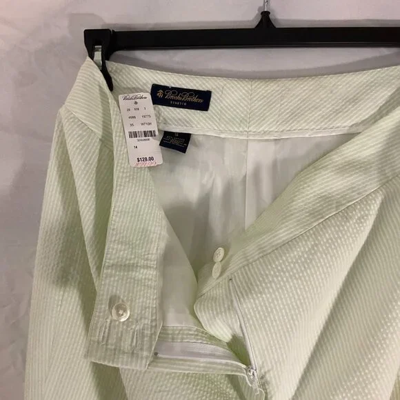 Brooks Brothers Seersucker Pants-Green/White Stripe, Wide Leg SZ 14 - Picture 4 of 10